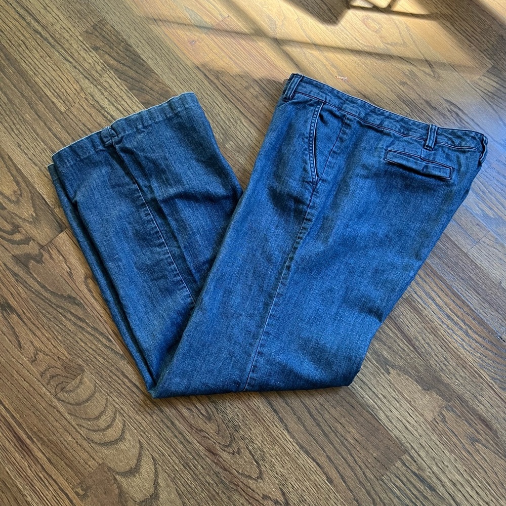 Lands' End wide leg slit pocket jeans size 8